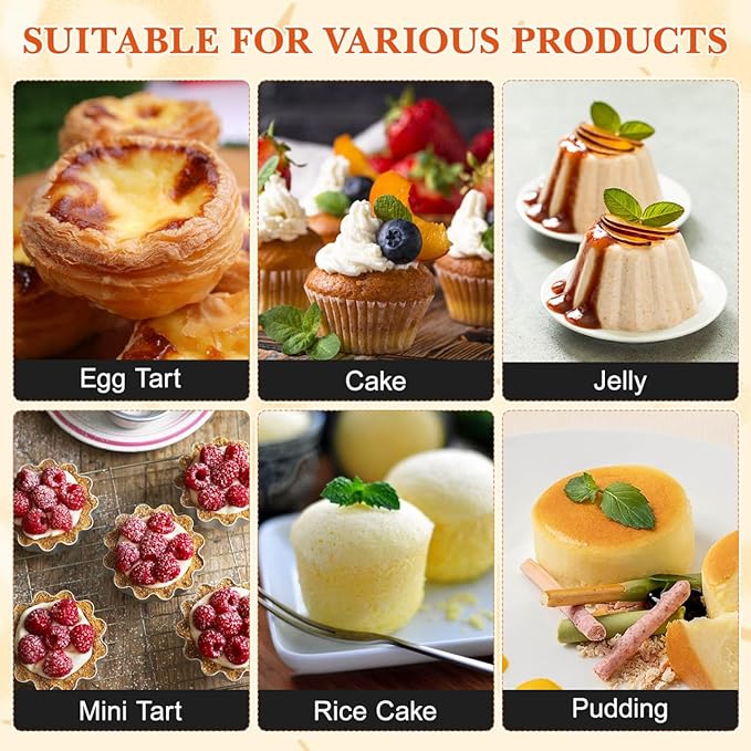 Cabilock 18 Pcs Stainless Steel Egg Tart Molds, 6 Assorted Shapes Reusable Mini Pie Pans, Non-Stick Metal Cupcake Pudding Baking Cups for Quiche & Dessert