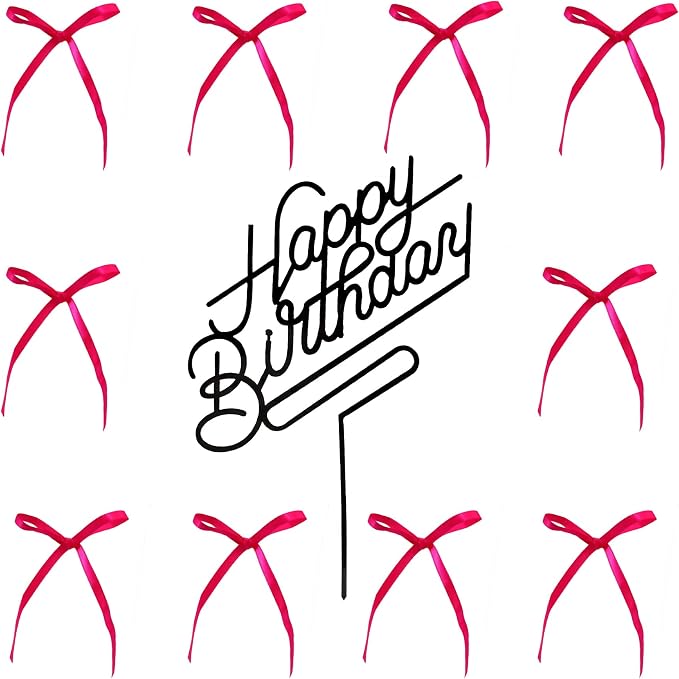 Happy Birthday Acrylic Cake Topper Birthday Party Decorations Cupcake Toppers Decorations Supplies (Black 12)