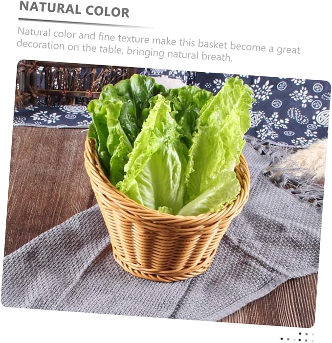 Milisten Handwoven Rattan Vegetable Basket Multi-function Kitchen Storage Basket with Lid Fruit and Bread Holder for Home Dining and Food Serving