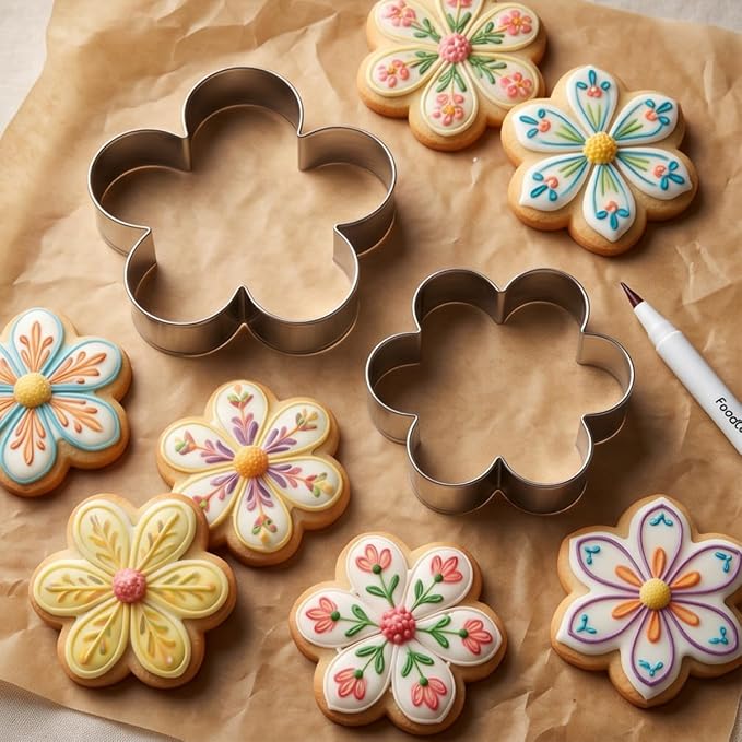 8 Pcs Flower Cookie Cutter Set Floral Shaped Cookie-Cutter Mold for Cake Decoration Birthday Gifts
