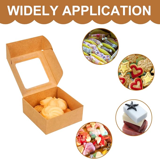 COTOPHER Soap Box, 30Pcs Small Soap Packaging Boxes 2.8x2.8x1.2 Inch Mini Kraft Boxes with Window Soap Boxes for Homemade Soap Candy Chocolate Bakery Cookies Soap Packaging