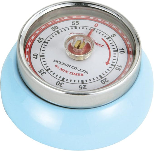 Zassenhaus Magnetic Retro Kitchen Timer, Classic Mechanical Cooking Timer (Light Blue)