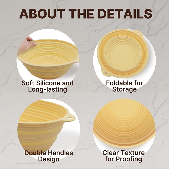 Silicone Proofing Basket Set Round & Oval - D'ita Collapsible Bread Banneton with Tools (Non-Stick, Easy Clean) Complete Baking Gift Kit Bread Proofing for Home Bakers
