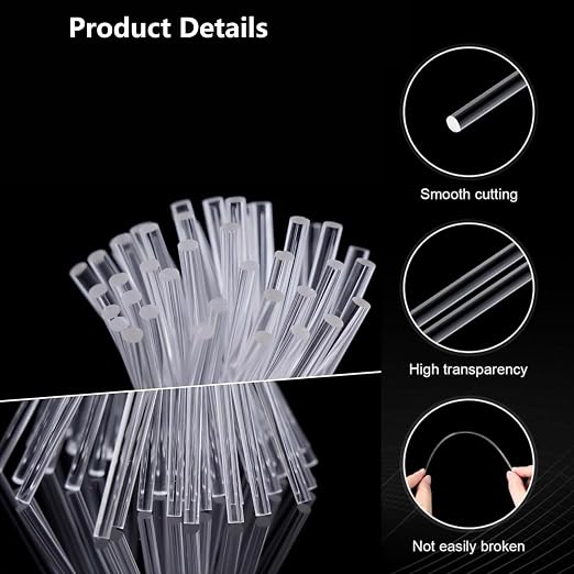 DaTpuik 100 Pcs 1/8x6 Inches Acrylic Dowel Rods Inch Φ=3mm Lollipop Cake Topper Pops Candy Treat Sticks for Wedding Chocolate Cookie Dessert Handmade DIY Crafts Party Decorations Gardening Clear