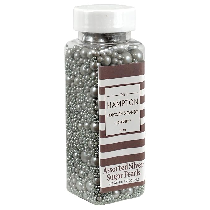 Silver Sprinkles Pearl Sugar 4.58 oz, Silver Pearls For Cake Decorating