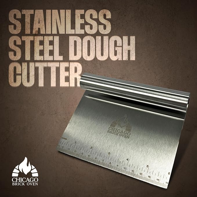 Stainless Steel Bench Scraper for Kitchen – Dough Cutter & Pastry Scraper with Measuring Scale – Multipurpose Tool for Pizza, Bread, Baking – Rust-Resistant, Ergonomic Handle