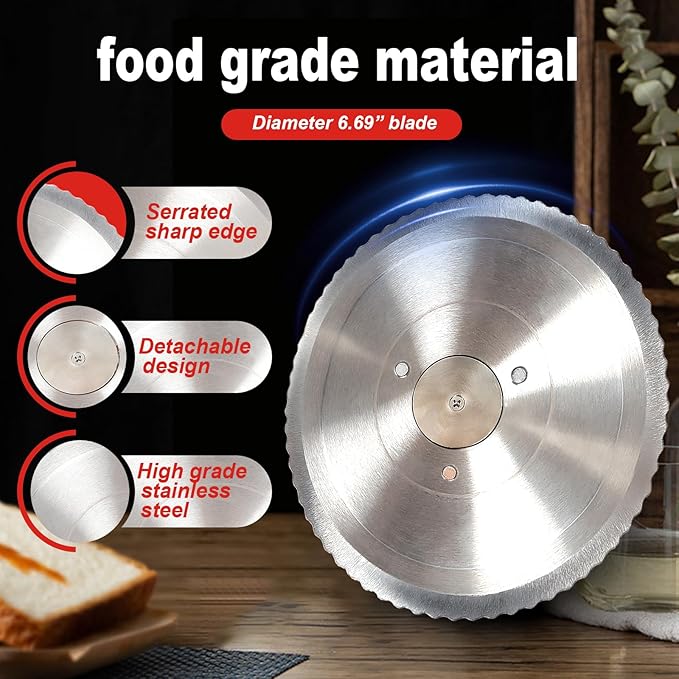 Brvclon Manual Bread Slicer for Homemade Sourdough,Adjustable Thickness,Hand Crank Bread Slicer with Stainless Steel Blade, Aluminum Alloy Frame & Solid Wood Base with Natural Wood Veneer Finish