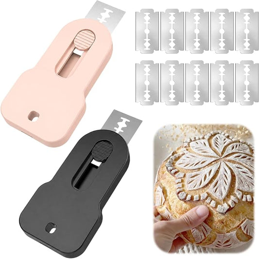 2pc Bread Lame Sourdough Scoring Tool Knife Baking Tool - Magnetic Safe Stable Dough Scorer Bread Cutter with Replaceable Blade for Homemade Baking Gifts