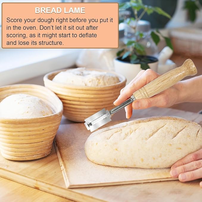 Bread Proofing Basket Set of 2,9 Inch Round Sourdough Bread Baskets Bowls with Bread Lame Bread Making Tools Supplies for Sour dough Baking Fermentation
