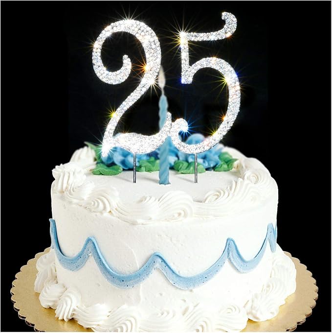 Scotamalone 25 Cake Topper | Premium Bling Rhinestone Diamond Gems