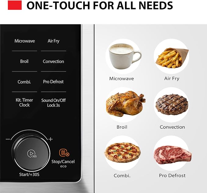 TOSHIBA Optichef Series Inverter Countertop Microwave with Air Fryer – All-in-One, Broil, Convection, Speedy Combi, Even Defrost, 11.3" Turntable, 27 Auto Menus + 47 Recipes, Stainless Steel