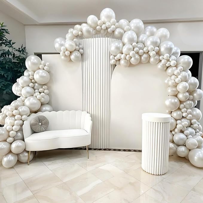 120pcs Pearl White Balloon Arch Kit, 18 12 10 5 inch Pearl White Balloons Different Sizes for Bridal Baby Shower Engagement Wedding Birthday Party Decorations