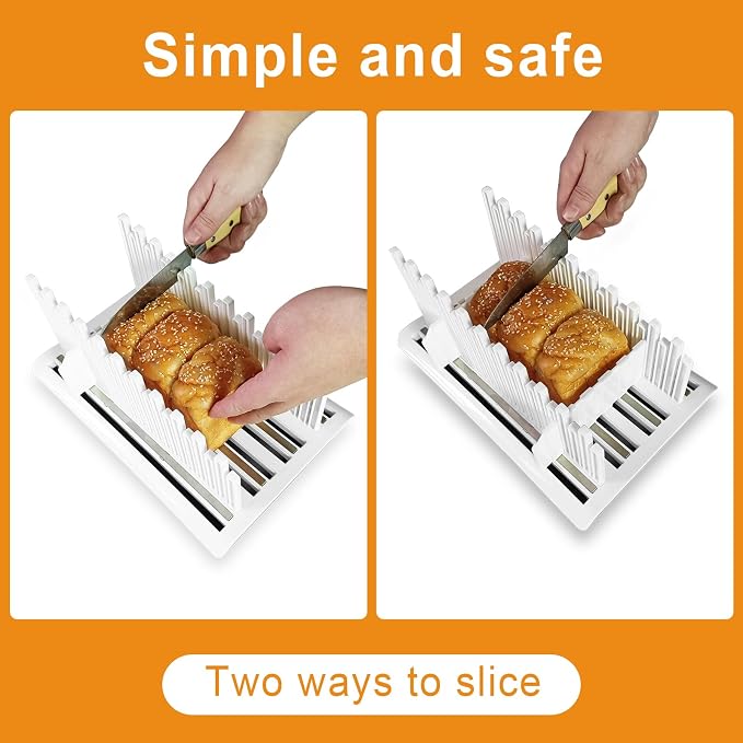 Bread Slicer For Homemade Bread,Bread Slicer Guide For Width Is Adjustable And Replaced,Bread Loaf Slicer With Crumb Tray,Suitability For Homemade Bread, Bagels, Cakes