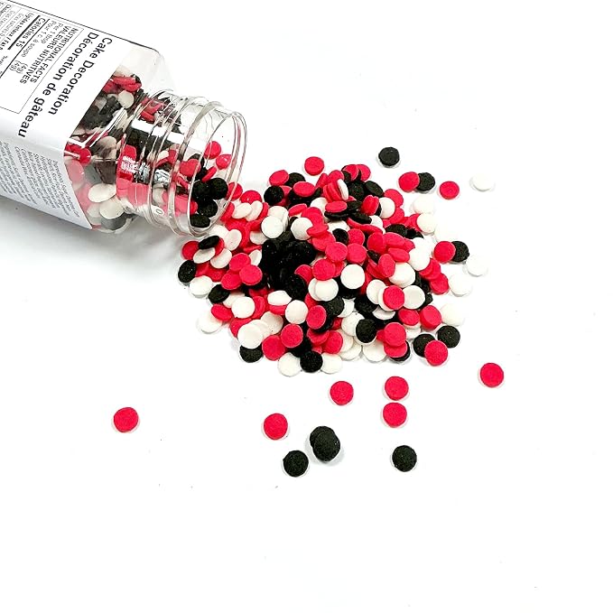 Homipooty Red and Black White Round Sprinkles for Cake Decorating 100g/3.5oz Edible Confetti Sprinkles Mix for Baking, Ice Cream Toppings, Cupcakes, Cookies, Donuts