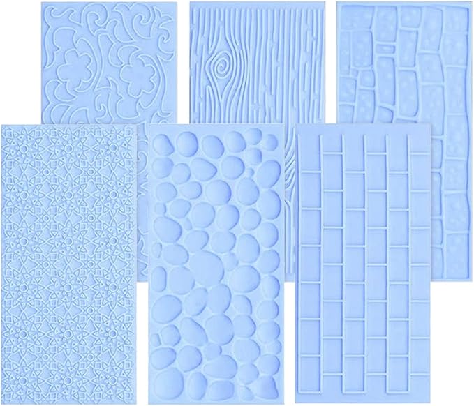 6 Packs Fondant Impression Mat Fondant Texture Mats Clay Mold Set Lace Embossing Mat Fondant Cake Embossed Impression Sheets for Cake Decorating