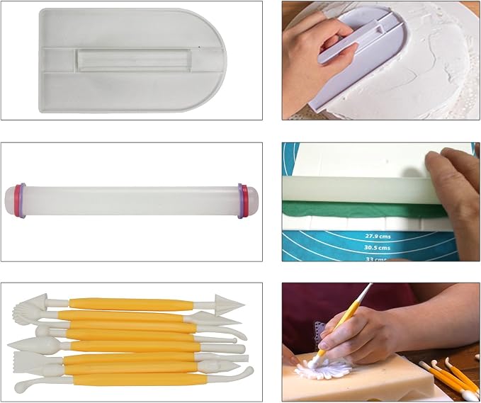 Funshowcase Fondant Cake Sugarcraft Decorating Kit Cookie Mold Icing Plunger Cutter Tool 102-piece Set