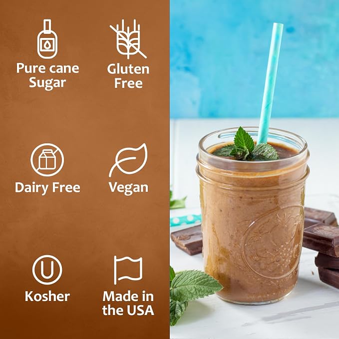 Syruvia Coffee Syrup, Chocolate Mint Flavored Syrup for Drinks, Lattes, and Desserts – 25.4 fl oz - with Pump