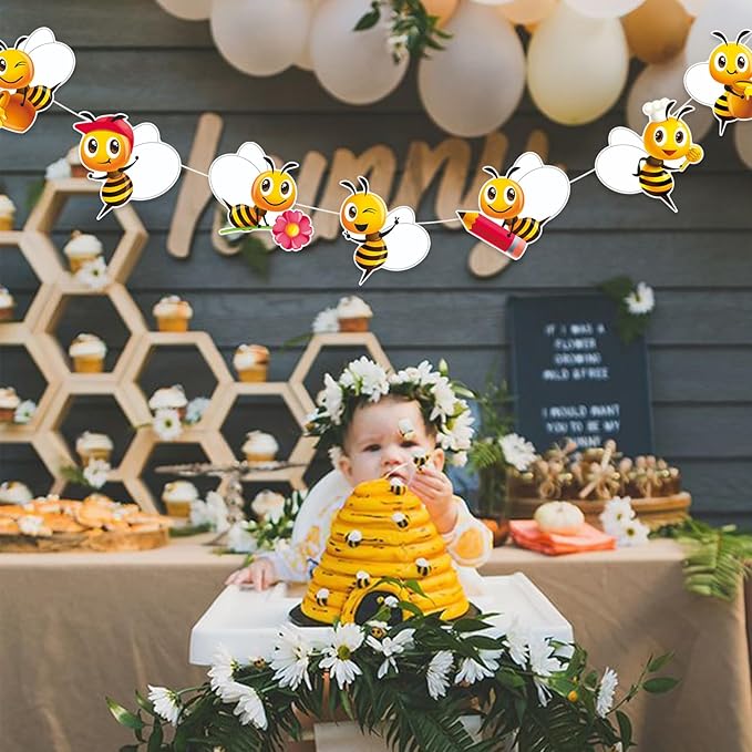 Vuzvuv 90Pcs 5In Bee Paper Cutouts with 180Pcs Glue Points,Bee Cut Outs Bulletin Board Decorations for Birthday Party Theme Decor Supplies