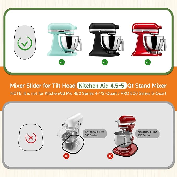 Mixer Slider Mat for Kitchen Aid 4.5-5 Qt Tilt Head Stand Mixer, Wood Sliding Tray Mixer Sliders for Kitchen Aid Artisan Mixer Accessories and Attachments, Countertop Storage Brown