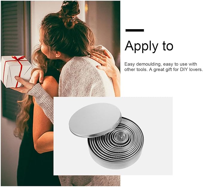 Homoyoyo 12pcs 304 Stainless Steel Dumpling Wrappers and Cookie Molds Set with Fluted Edge Baking Cutters for Pastry Dough and Biscuit Baking Tools