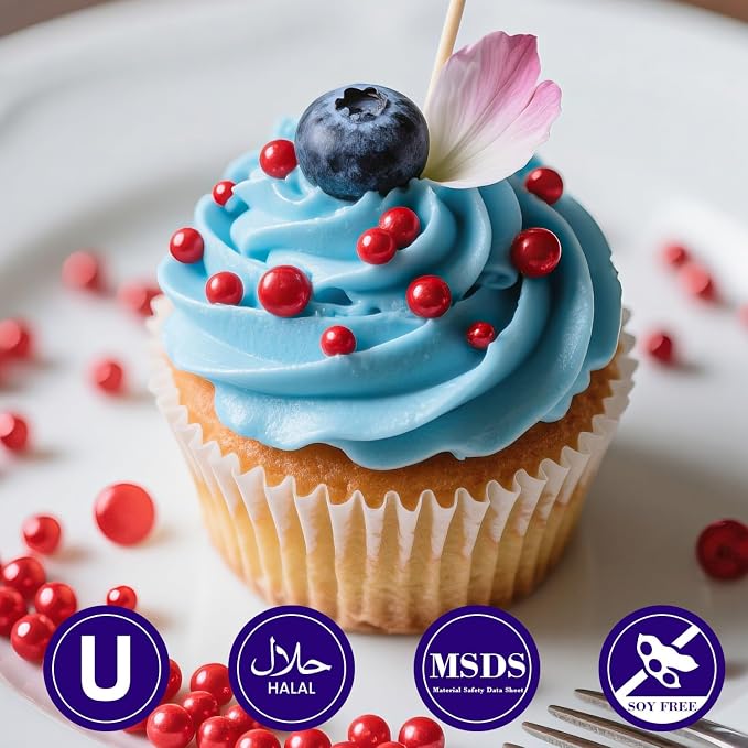 Dazzjoy Patriotic Red Pearl Sugar Sprinkles, Edible Candy Pearls, Mix Size, 4.58oz, Red Sprinkles for Cupcake Decorating, Baking Cake Decorations, Desserts, Wedding Party Birthday Supplies