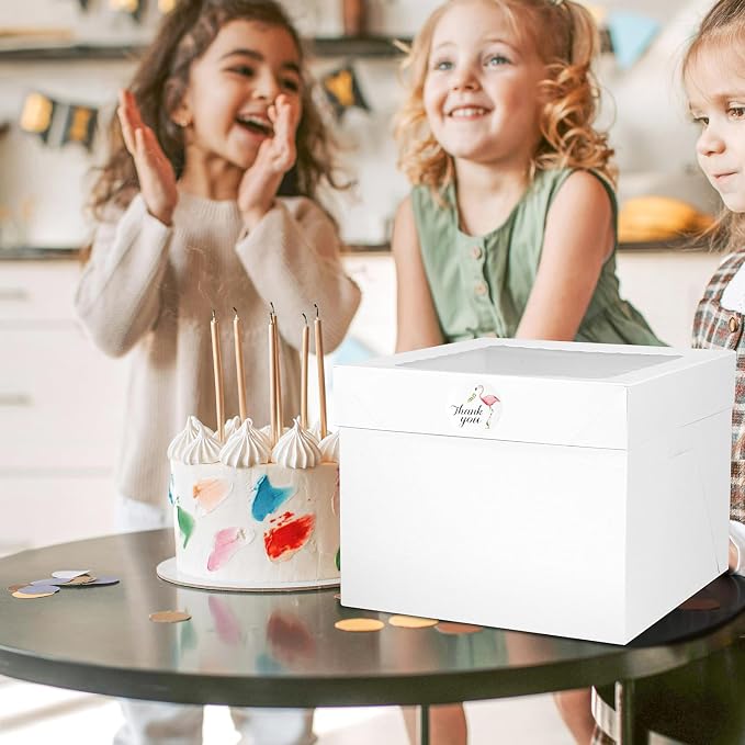 16pcs 10x10x8 Inches Cake Boxes,8pcs White Bakery Boxes with Window and 8pcs Boards,Cajas storage for 10 inch Cake box, Disposable Pie Box, Father's Day,Wedding, Birthday, Party