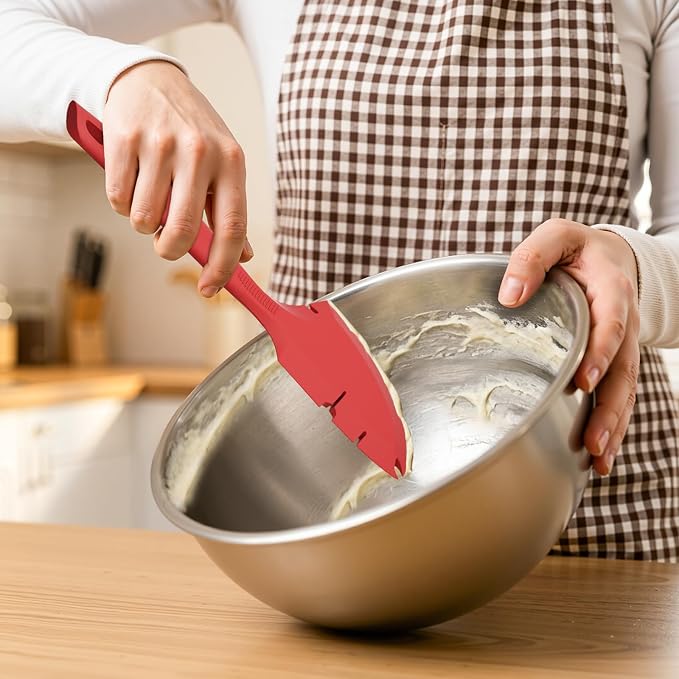 Silicone Bowl Scraper Spatula for KitchenAid Mixers, Heat Resistant Beater Blade Cleaner for Paddle Attachments, Dough Hooks & Mixing Bowls(Cherry Red)