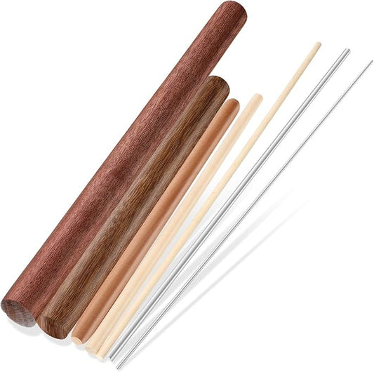 Baderke 7 Pcs Italian Rolling Pins Set Wood and Stainless Steel Pasta Rolling Pin Dough Pasta Roller for Making Wontons, Dumplings, Pastas, Ramen, Udon Noodles, Flat Bread, Tortillas