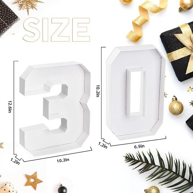 30 Set Cardboard Number for Charcuterie 10.2'' Fillable Tray Charcuterie Paper Box for 30th Birthday Anniversary Party Decorations Chocolate Candy Cupcake Container