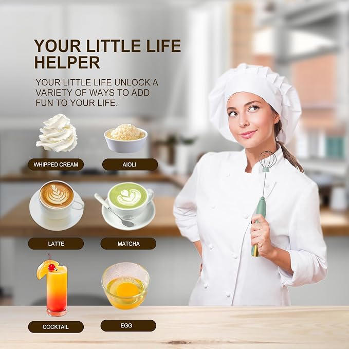 Powerful Handheld Milk Frother, USB Rechargeable Electric Foam Maker for Coffee, Mini Milk Foamer, Stainless Steel Drink Mixer for Lattes, Cappuccino, Frappe, Matcha, Hot Chocolate