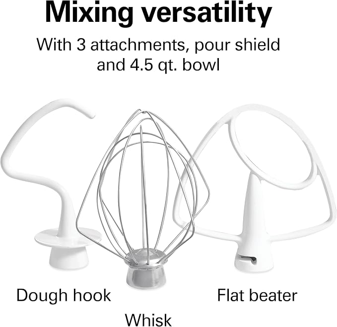 Hamilton Beach Die-Cast Metal Classic Electric Stand Mixer, 12 Speeds | 4.5-Quart Stainless Steel Bowl, Includes Flat Beater, Whisk, Dough Hook & Pour Shield, Powder-Coated Black Finish (63227N)