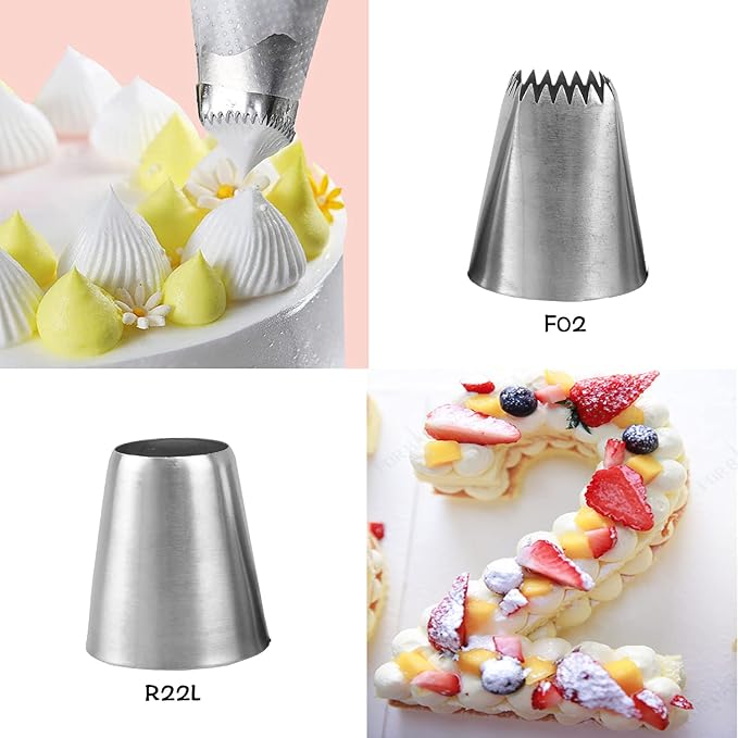 Extra Large Icing Tips Set with Round Star Square Eclair Churro Meringue Piping Tip for Cake Cupcake Cookie Decorating,4 Pcs