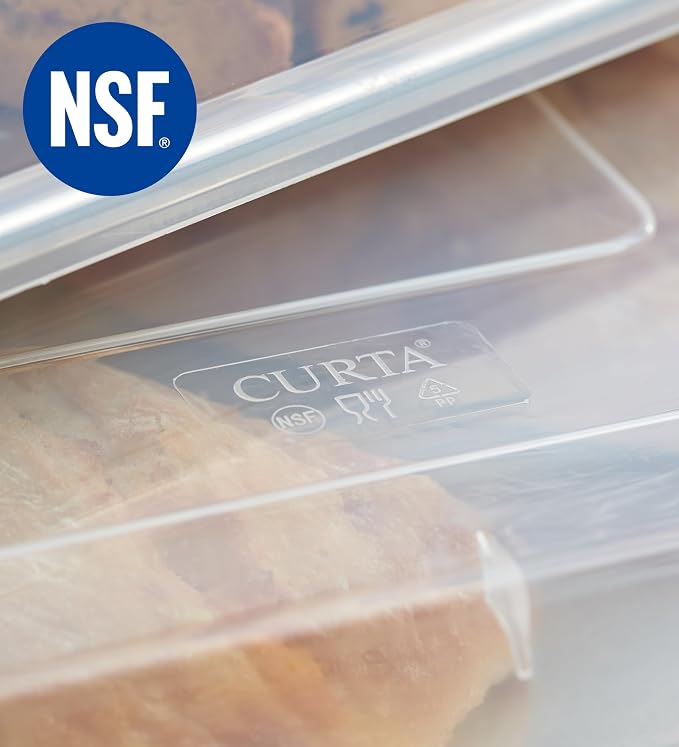 CURTA 6-Pack 1/2 Size 18''x13'' Sheet Pan with Cover | 12 Piece Bundle, NSF Listed, Commercial Baking Pans & Polypropylene Lids, Heavy Duty Bun Pan, High-Volume Baking & Storage