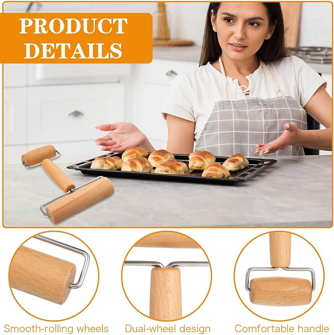 Wooden Double-Ended Small Rolling Pin Pizza Dough Roller Pizza Roller | Non-Stick Dough Roller Baking Non-Stick Easy Clean Pizza Dough Roller for Pie Cookies Home Kitchen Baking Cooking