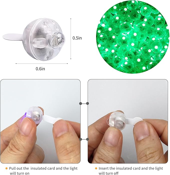 Aogist 50Pcs Balloon Lights with Hook,Long Standby Time,Waterproof Mini Light for Birthday Party Wedding Christmas Halloween Easter Decorative (Steady, Green)