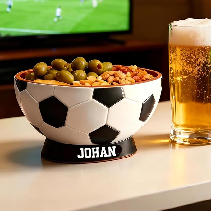 Mostop Personalised Soccer Ball Snack Bowl, Custom Name Match Day Gift for Soccer Fans, Soccer Treat Bowl, Fun Soccer Gift, 2026 World Cup