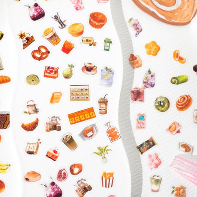 1000 Pcs Small Kawaii Dessert Stickers – 2x3cm Cute Mini Waterproof Vinyl Stickers for Planners, Scrapbooks, DIY Crafts – Sweet Treats, Macarons, Cupcakes in Decorative Tin Box