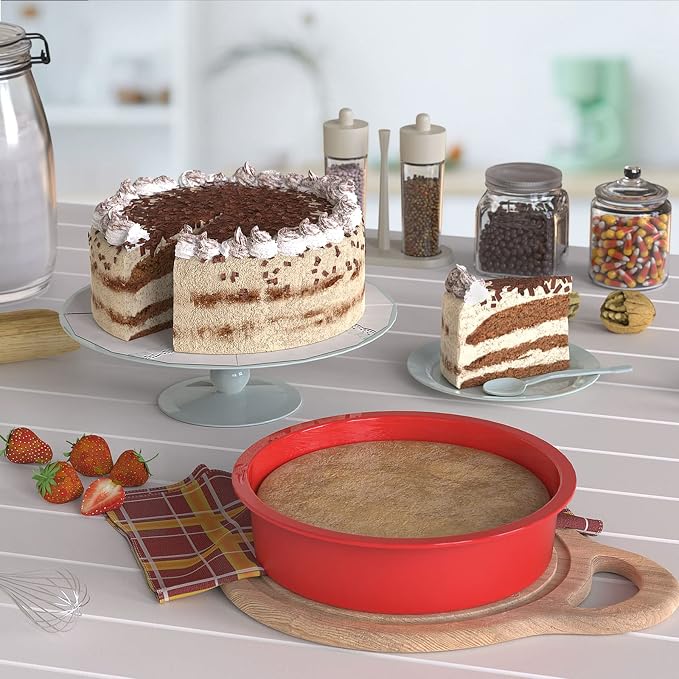 SILIVO 8 Inch Cake Pan Set of 3, Nonstick Silicone Round Cake Pans for Layercake, Cheesecake and Chocolatecake