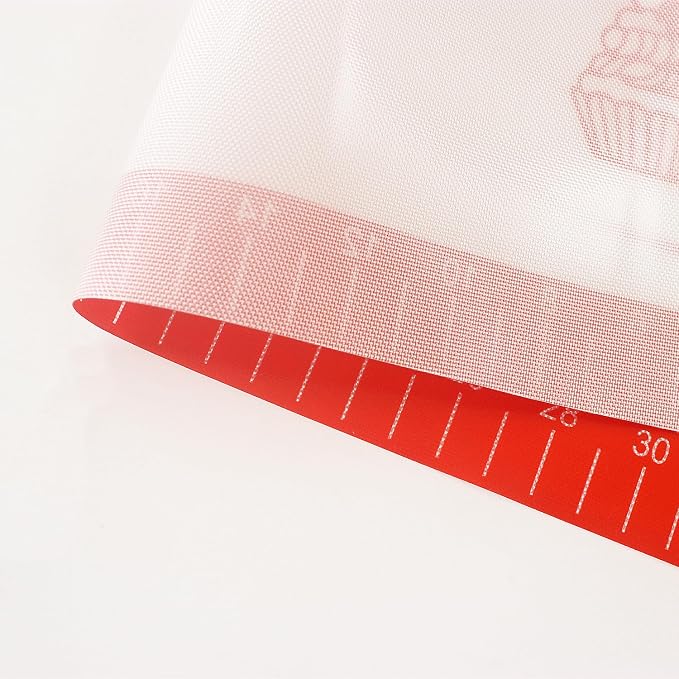 2PCS Non-slip Silicone Pastry Mat and Bread Sling with Measurements Non-Stick & Easy Clean Reusable for Silicone Baking Mat, Counter, Dough Rolling, Oven Liner, Bread Baking Supplies (Red)
