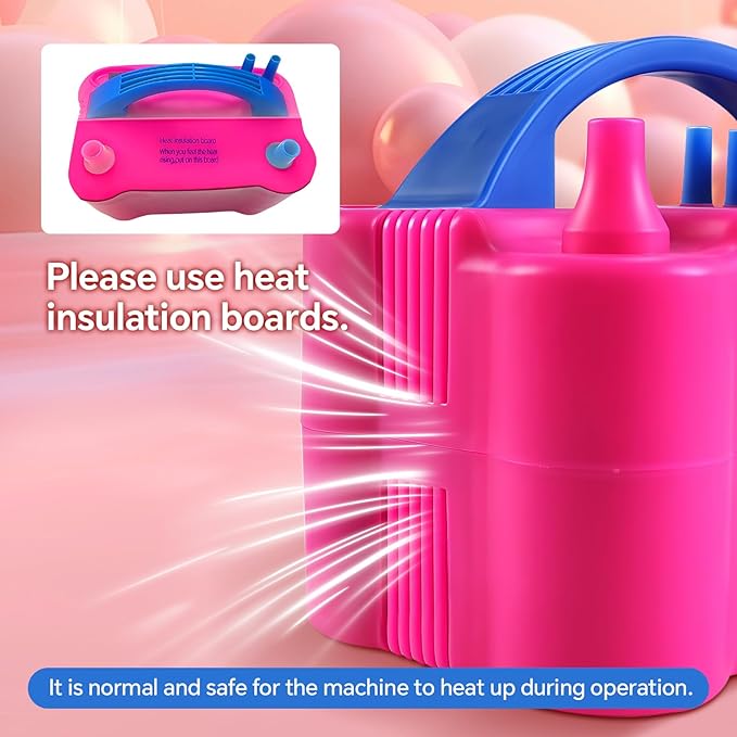 Electric Balloon Pump,110V 600W Portable Dual Nozzles Balloon Pump,Air Pump Balloon Blower for Party Decorations with Tying Tool