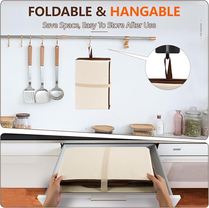 Folding Bread Proofing Box with 68-115℉ Temp Control, 2-48H Timer & 3-Sided Heating, Dough Proofing Box with Metal Rack for Sourdough Bread Baking Supplies, Pizza, Yogurt, Kombucha (Beige)