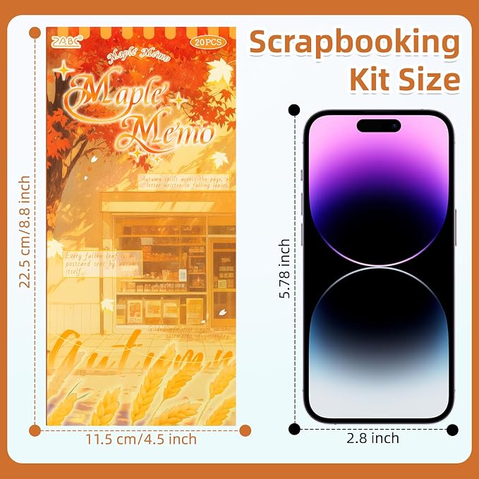 Autumn Series Sticker Scrapbooking Supplies for Junk Journal, 10 Sheets PET Stickers and 10 Sheets Washi Stickers