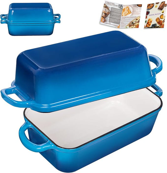 Cast Iron Loaf Pan with Lid, Loaf Pans for Baking Bread 9x5 Inch, Bread Baking Pan for Homemade Bread|Sourdough with Golden Crispy Crust (Marseille)