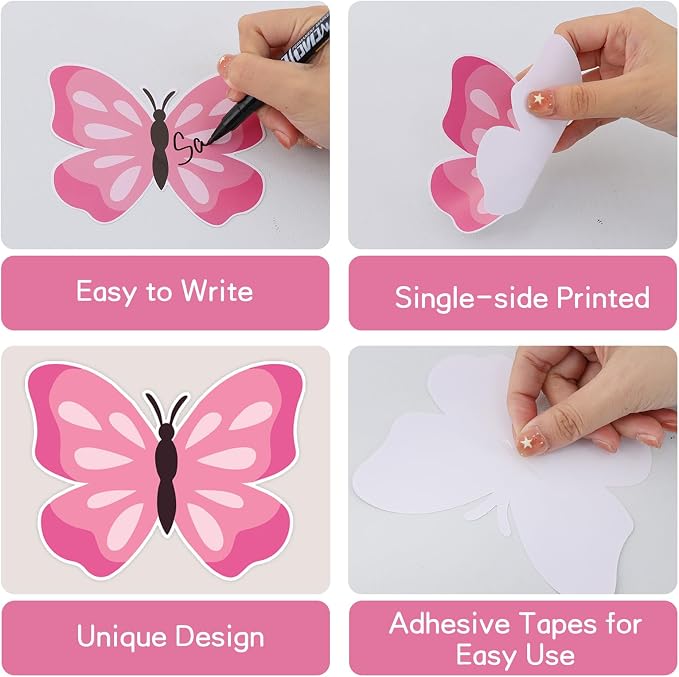 Vuzvuv 54Pcs Spring Colorful Butterfly Cutouts Paper with 100Pcs Glue Points for Wall Bulletin Board Decorations or Theme Party or Classroom Decor Supplies