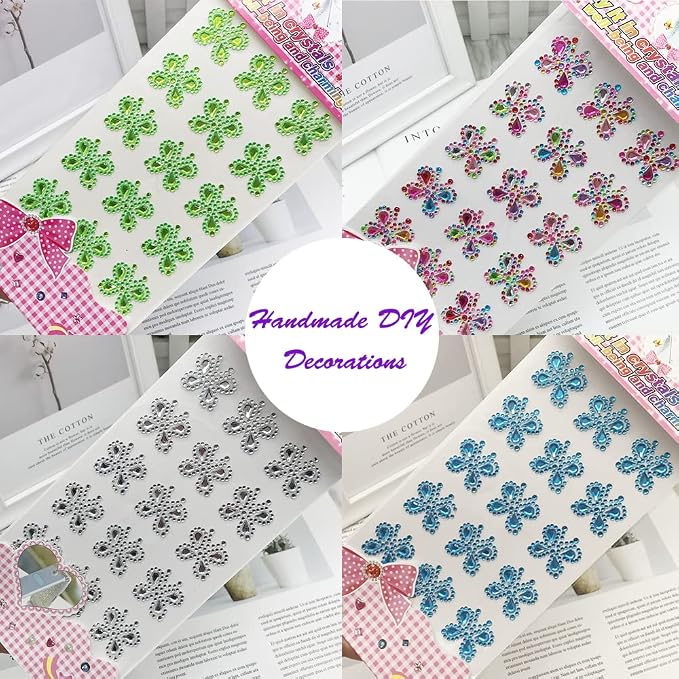 Gems Stickers Butterfly Rhinestone Acrylic Stickers 90 Pieces Self Adhesive Crystal Bling Jewel Colourful Craft DIY for Phones Cup Photo Album Cards Laptop Decor