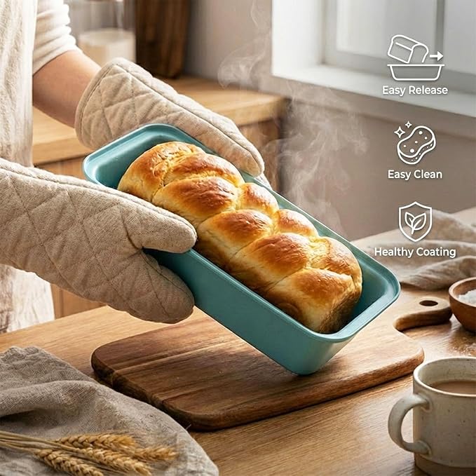 2 Pack 12x 4 Loaf Pan, Large Bread Pans for Baking Homemade Bread | Carbon Steel Nonstick Bread Loaf Pans for Sandwich, Banana Bread, Meatloaf, Cake, PTFE & PFOA Free