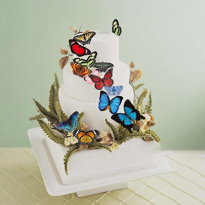 60Pcs Edible Butterfly Cake Topper Cupcake Wafer Paper Wedding Themed Party Kids Wedding Girl Women Party Birthday Cake Decoration Supplies