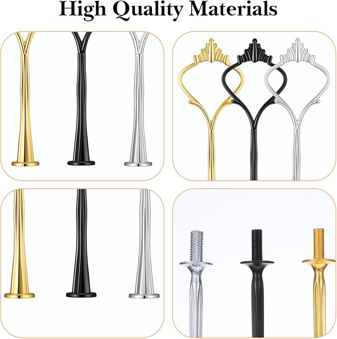 9 Sets 3 Tier Cake Stand, Hardware Tiered Tray Kit, Heavy Duty Metal Plate Holder Fittings for Dessert Cupcake Fruit Display, 3 Colors