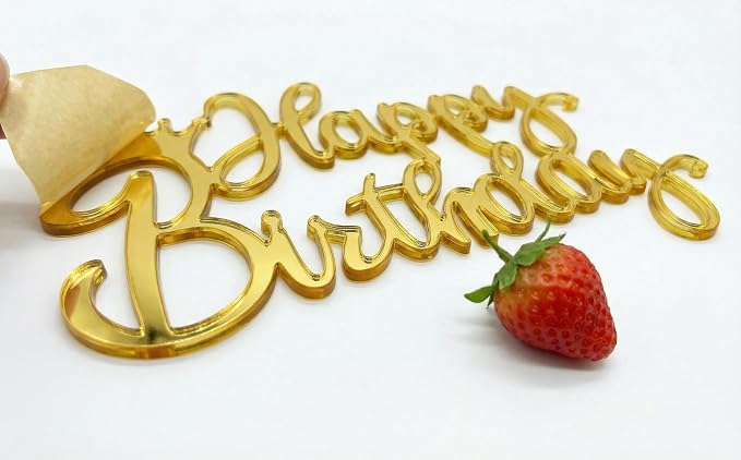 Elegant Acrylic Birthday Cake Topper with Crown & Bow Design - Reusable Decoration for Party, Wedding, Baby Shower (Gold)