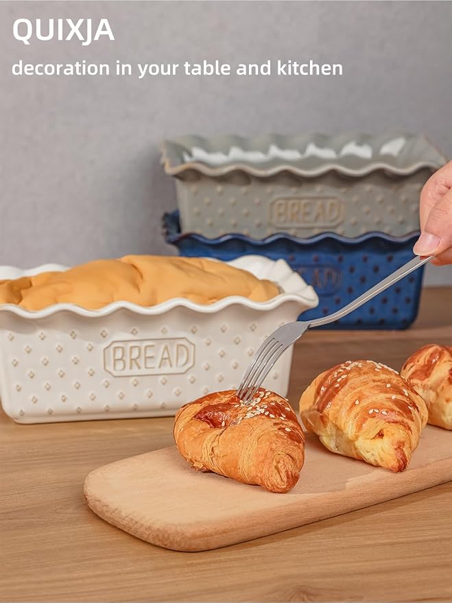 Ceramic Loaf Pan for Baking Bread, 9"X5" Bread Pans (Vintage White)
